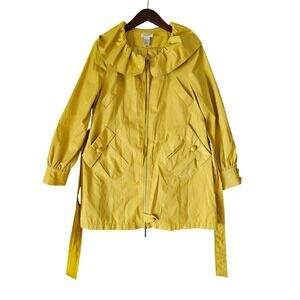 Vertigo Paris Jacket Medium Yellow Ruffle Collar Zip Front Coat with Belt Size M